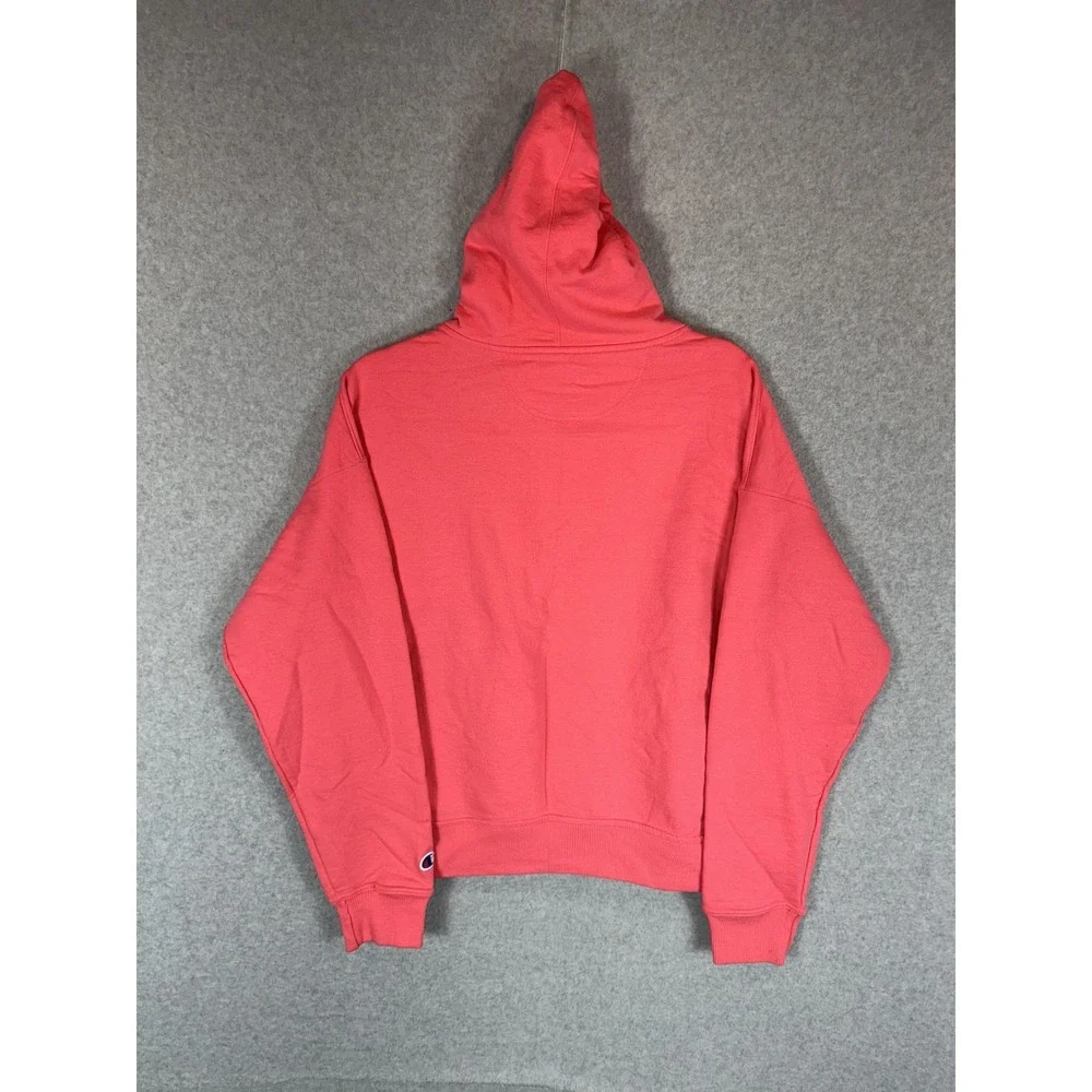 Champion Hoodie Mens Medium Pink Pullover Authentic Athleticwear Spell Out Logo